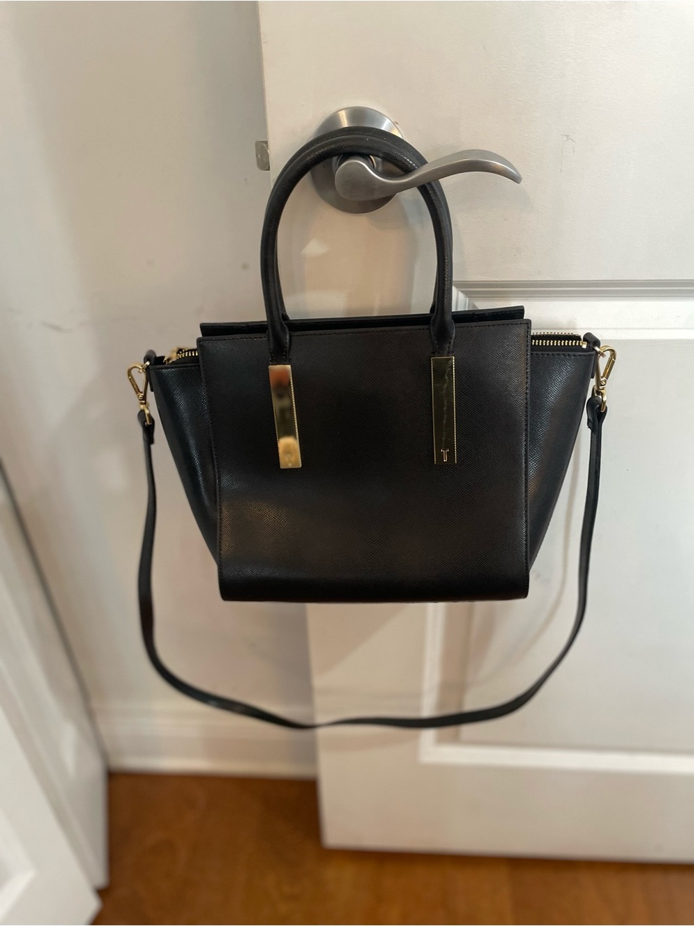 Ted Baker Black Satchel with Pink and Green Floral Appliqué - Picture 2 of 8